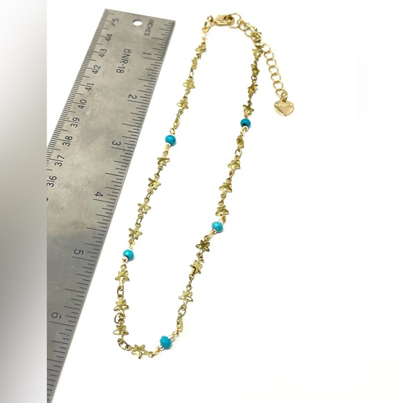 New Anthropologie Star Turquoise Gold Necklace - Picture 5 of 5